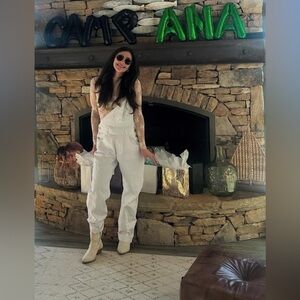 FREE PEOPLE Ziggy White Denim Overalls XS